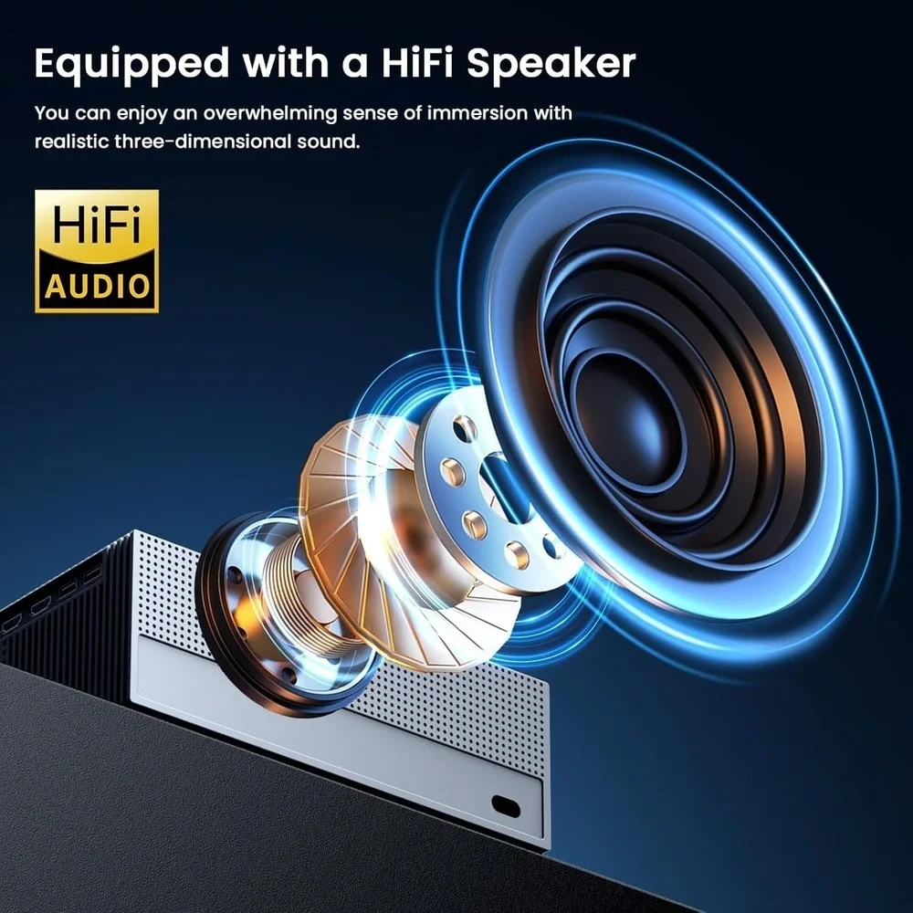 [Auto Focus & High Brightness] Outdoor Projector with WiFi and Bluetooth, Native